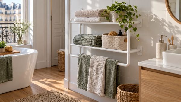 10 astuces pour un rangement efficace avec un porte-serviettes mural blanc